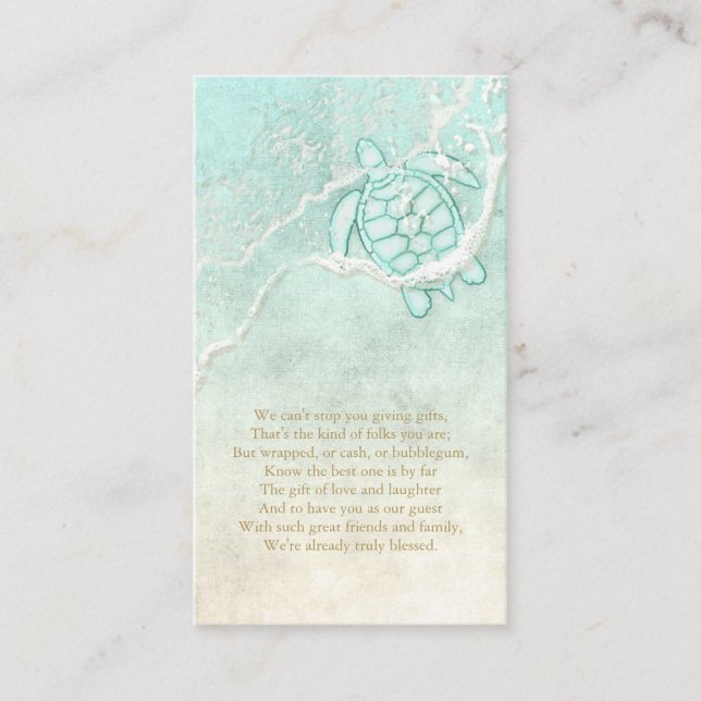 Tarjeta De Recepción Sea Foam Beach Wedding Wishing Well V3 ID837 (Anverso)