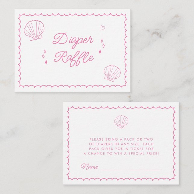 Tarjeta De Recepción Sea You Pronto Dibujó Baby Shower Diaper Raffle (Anverso / Reverso)