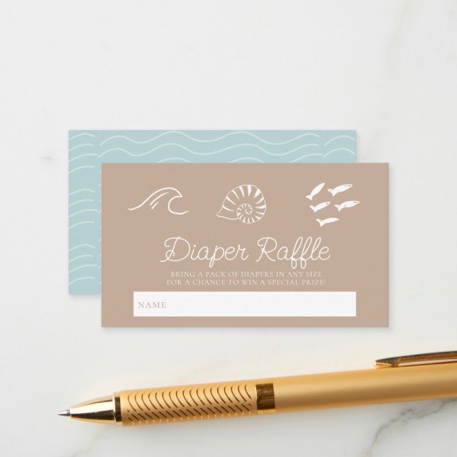 Tarjeta De Recepción Sea You Soon Baby Brown Diaper Raffle Ticket (Anverso/Reverso In Situ)