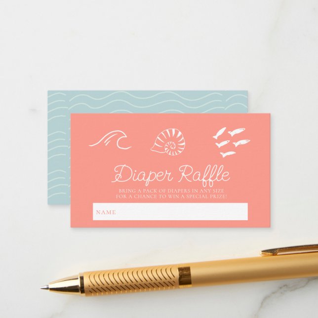 Tarjeta De Recepción Sea You Soon Baby Pink Diaper Raffle Ticket (Anverso/Reverso In Situ)