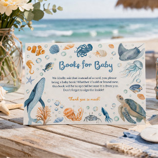 Tarjeta De Recepción Sea You Soon Coastal Baby Shower Book Request
