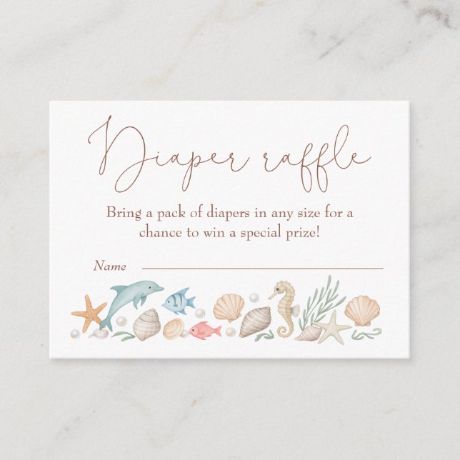 Tarjeta De Recepción Sea You Soon Coastal Baby Shower Diaper Raffle (Anverso)
