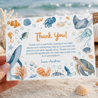 Tarjeta De Recepción Sea You Soon Coastal Baby Shower Thank You Card