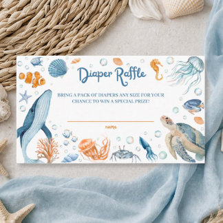Tarjeta De Recepción Sea You Soon Coastal Diaper Raffle Ticket