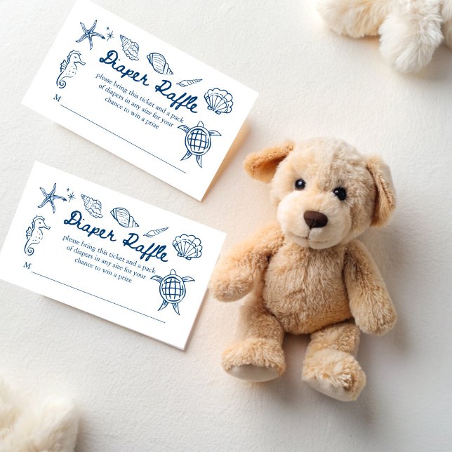 Tarjeta De Recepción Sea you soon seashells baby shower diaper raffle (Sea you soon seashells baby shower diaper raffle enclosure card seaside  baby shower raffle tickets)