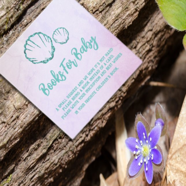 Tarjeta De Recepción Seashell Baby Shower Books Para El Bebé (Subido por el creador)