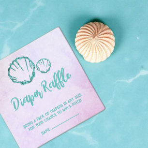 Tarjeta De Recepción Seashell Baby Shower Diaper Raffle