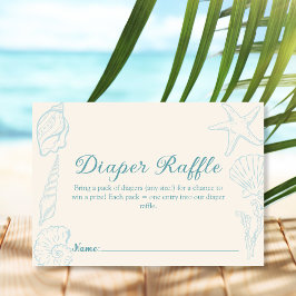 Tarjeta De Recepción Seashell Beach Diaper Raffle Baby Shower