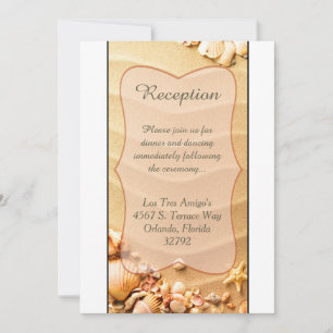 Tarjeta de recepción Seashell Beach Sand Boda 3.5x