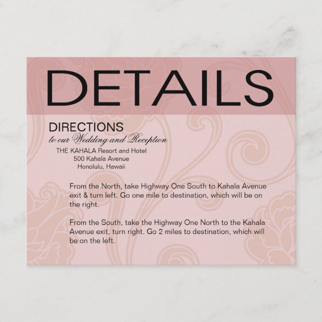 Tarjeta De Recepción Seashell Dreams Beach Wedding Directions (Anverso)