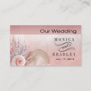 Tarjeta De Recepción Seashell Dreams Beach Wedding Website rosa