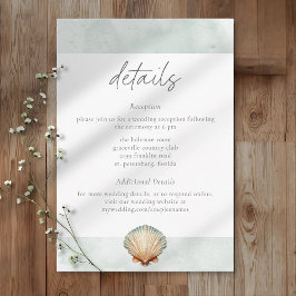 Tarjeta De Recepción Seashell Watercolor Minimalist Beach Wedding