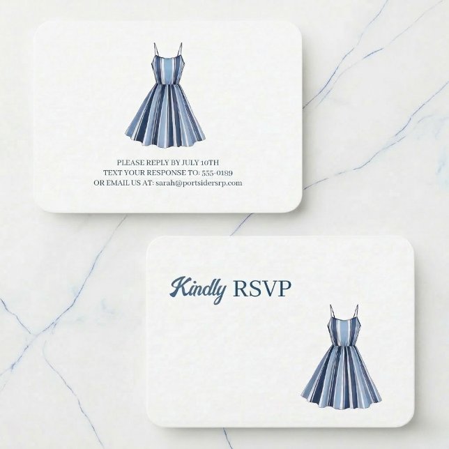 Tarjeta De Recepción Seaside Stripes Celebration RSVP (Simply beautiful response cards.)