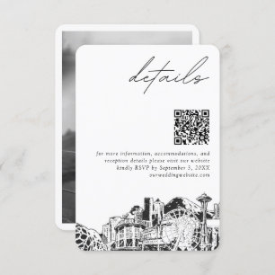 Tarjeta De Recepción Seattle Boda detalla el código QR pequeño