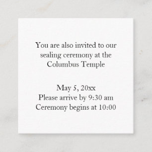 Tarjeta De Recepción Sellado de Templo en Mini Cuadrado con Diamantes e