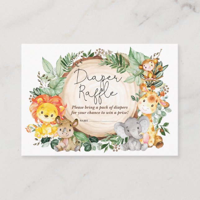 Tarjeta De Recepción Selva de vegetación rústica animales salvajes Diap (Anverso)