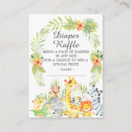 Tarjeta De Recepción Selva neutra Animales Baby Shower Diaper Raffle