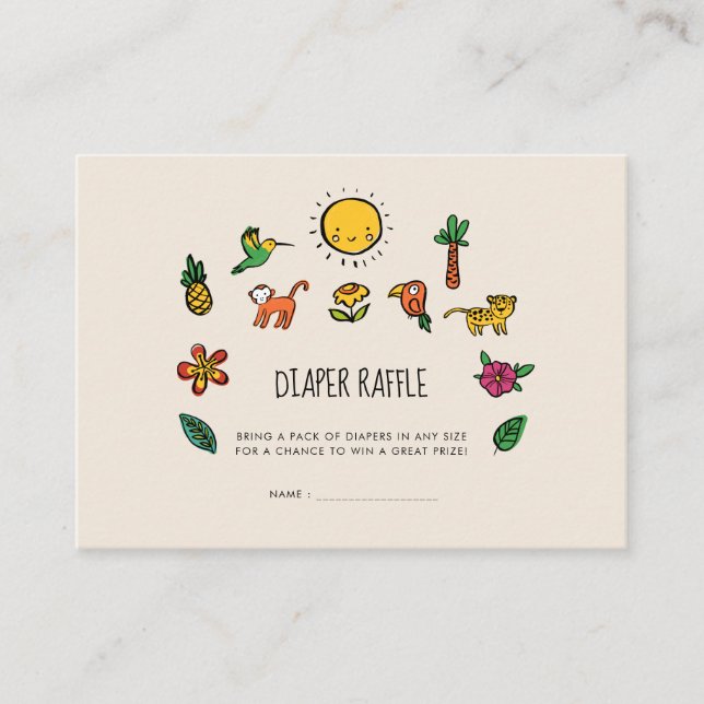 Tarjeta De Recepción Selva tropical suave Bebé ducha rifa de pañales (Anverso)