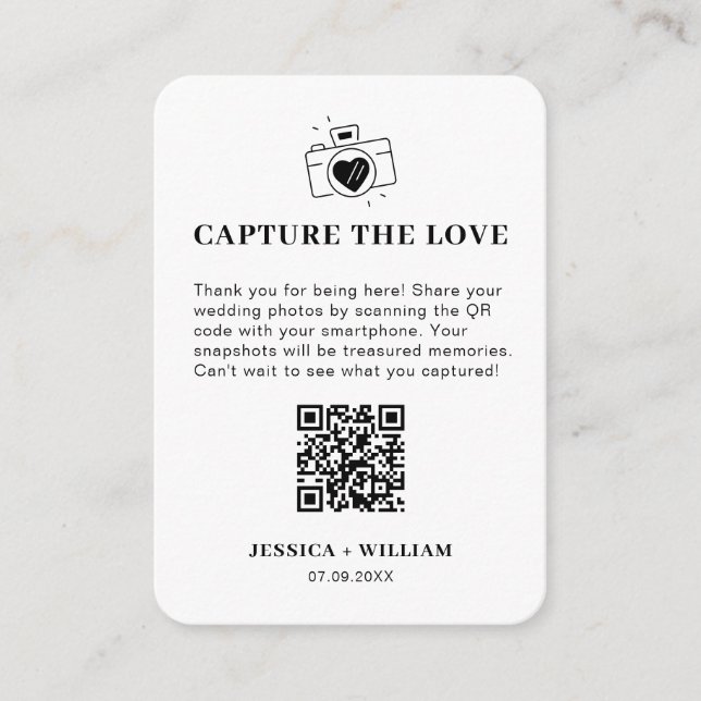 Tarjeta De Recepción Señal de código QR de captura mínima del amor (Anverso)