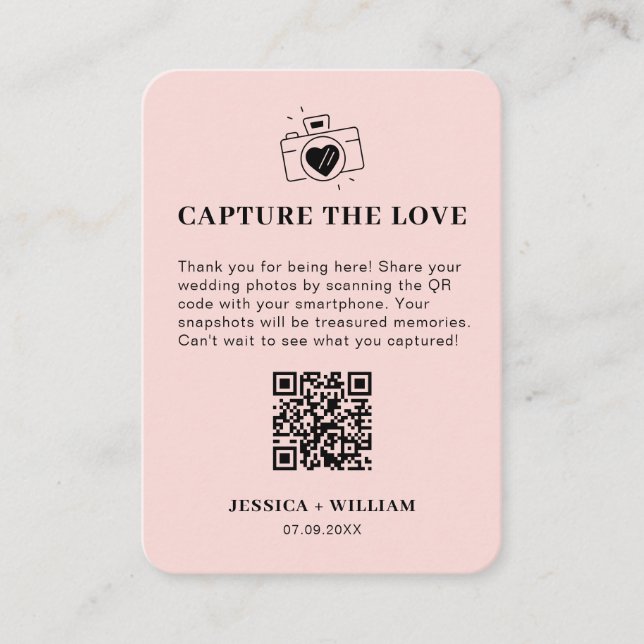 Tarjeta De Recepción Señal de código QR de Minimal Capture the Love (Anverso)