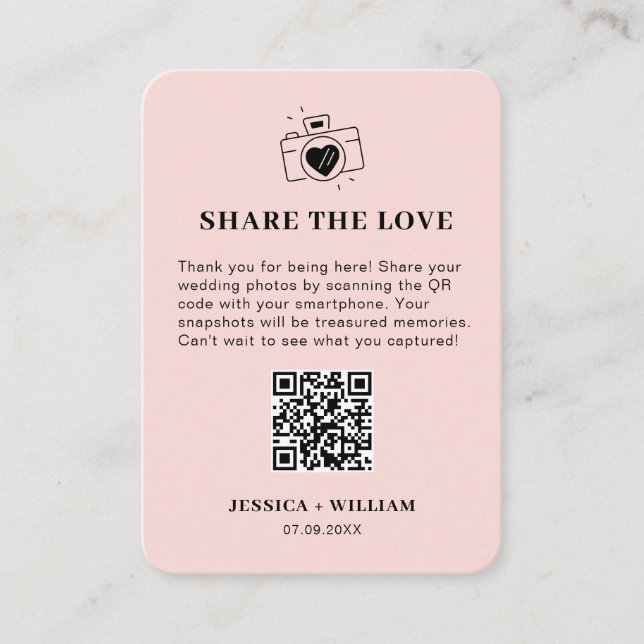 Tarjeta De Recepción señal de código QR Minimal Share the Love (Anverso)