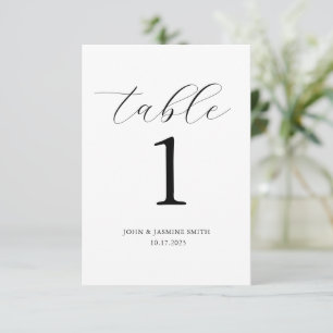 Tarjeta De Recepción Señal de número de mesa minimalista en negro y bla