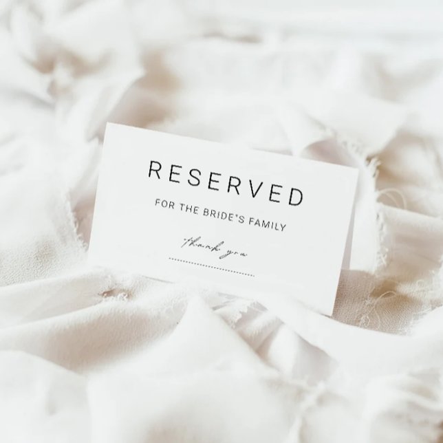 Tarjeta De Recepción Señal Reservada, Señal Reservada Minimalista (Reserved Sign, Minimalist Reserved Sign Enclosure Card)