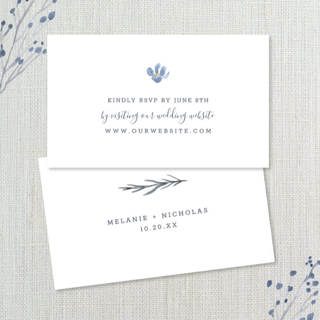 Tarjeta De Recepción Sencilla boda Dusty Blue Flower RSVP online (Subido por el creador)