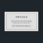 Tarjeta De Recepción Sencilla Boda Elegante en Monograma Gris Claro<br><div class="desc">Simple tarjeta de gabinete boda pequeña con un diseño moderno y elegante con sus detalles rodeados por un borde delgado y su monograma en la parte posterior. Todos los elementos de diseño están en negro sobre un fondo gris claro y pueden cambiarse en la herramienta de edición de diseño. Una...</div>