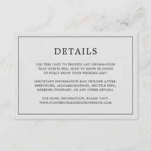 Tarjeta De Recepción Sencilla Boda Elegante en Monograma Gris Claro