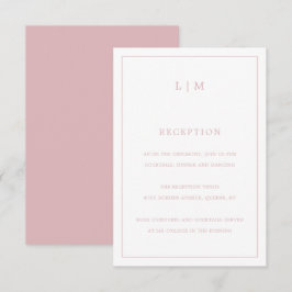 Tarjeta De Recepción Sencilla boda elegante monograma rosa claro
