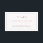 Tarjeta De Recepción Sencilla boda elegante monograma rosa claro<br><div class="desc">Simple tarjeta de gabinete boda pequeña con un diseño moderno y elegante con sus detalles rodeados por un borde delgado y su monograma en la parte posterior. Todos los elementos de diseño son de color rosa rosa polvoriento y pueden cambiarse en la herramienta de edición de diseño. Una moda y...</div>