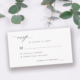 Tarjeta De Recepción Sencilla boda en blanco y negro RSVP