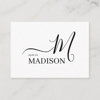 Tarjeta De Recepción Sencilla boda personalizada en blanco y negro