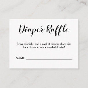 Tarjeta De Recepción Sencilla caligrafía negra Diaper Raffle Insert