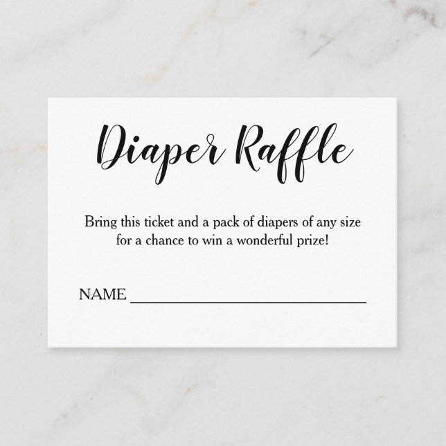Tarjeta De Recepción Sencilla caligrafía negra Diaper Raffle Insert (Anverso)