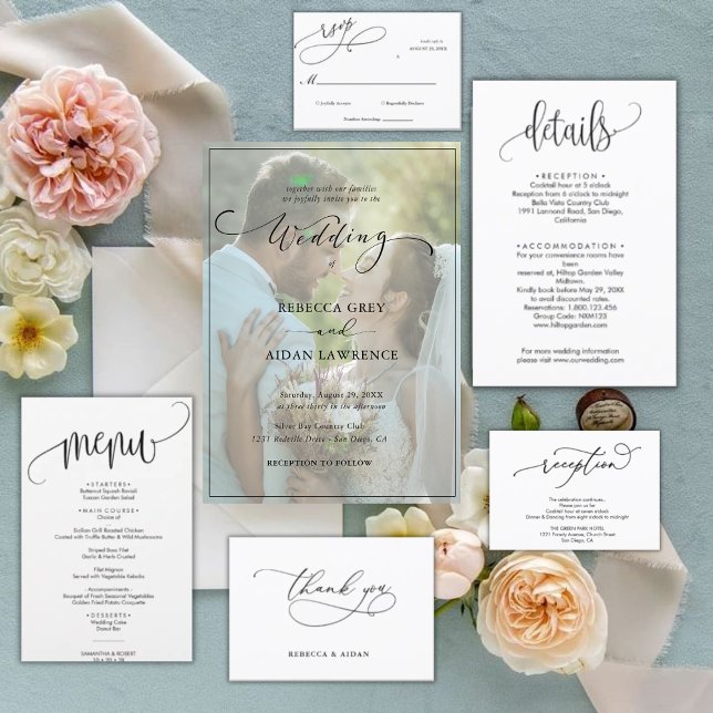 Tarjeta De Recepción sencilla de casamiento blanco y negro (Subido por el creador)