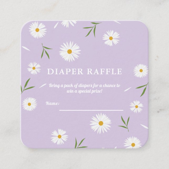 Tarjeta De Recepción Sencilla elegancia Daisies Baby Shower Diaper Raff (Anverso)
