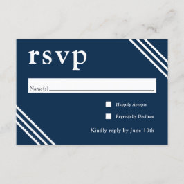 Tarjeta De Recepción Sencilla elegancia Naval Boda Azul RSVP
