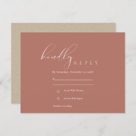 Tarjeta De Recepción Sencilla elegancia Script Terracotta Wedding RSVP