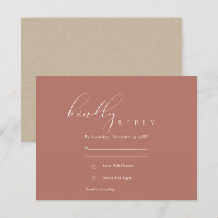 Tarjeta De Recepción Sencilla elegancia Script Terracotta Wedding RSVP