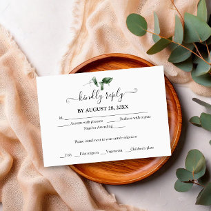 Tarjeta De Recepción Sencilla Elegancia Verde Eucalipto Respuesta de Bo