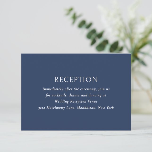 Tarjeta De Recepción Sencilla marina y crema moderna Boda (Anverso de pie)