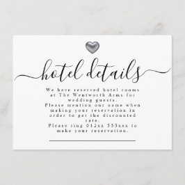 Tarjeta De Recepción Sencilla modernidad Boda de corazón plateado