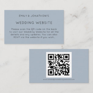 Tarjeta De Recepción Sencilla página web de Boda azul turbio de código