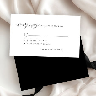 Tarjeta De Recepción Sencilla respuesta de boda RSVP en blanco y negro