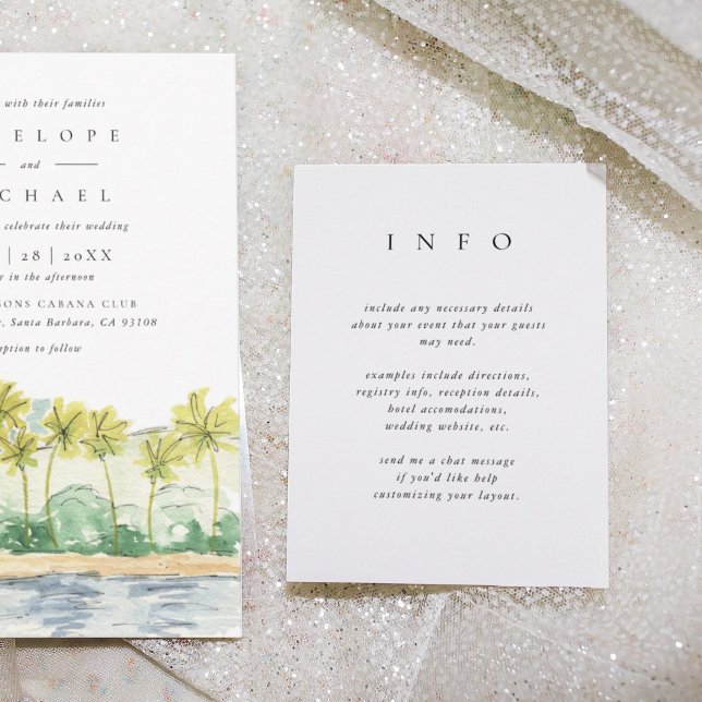 Tarjeta De Recepción Sencilla y elegante boda azul espalda (Simple elegant wedding information enclosure card.)