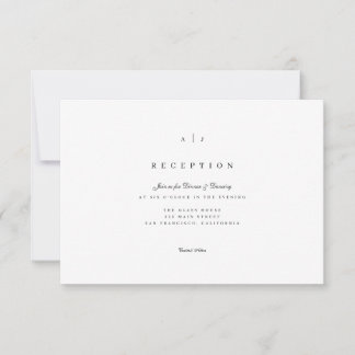 Tarjeta de recepción sencilla y elegante para boda
