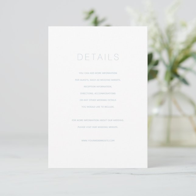 Tarjeta de recepción sencilla y moderna de boda az (Anverso de pie)
