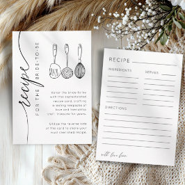 Tarjeta De Recepción Sencillo Baby Shower con Recetas en Blanco y Negro